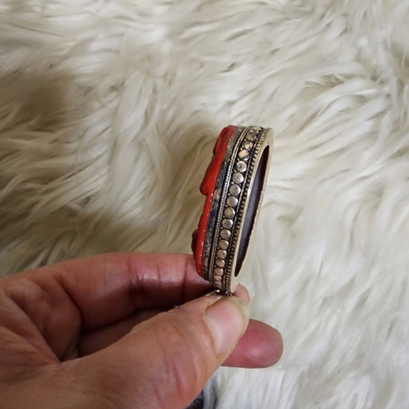 Vintage Sterling‎ and cinnabar Buddha necklace NWOT - Picture 14 of 16